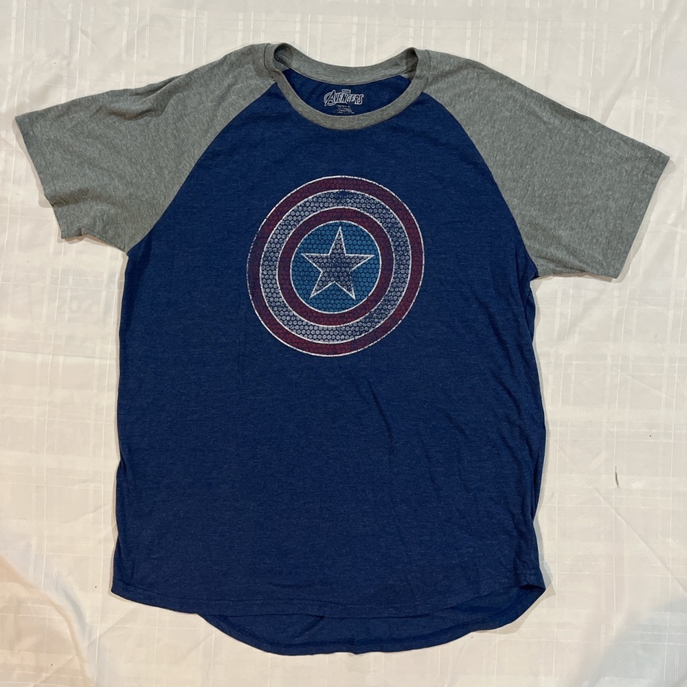 Marvel Navy and Gray Captain America Star Tee